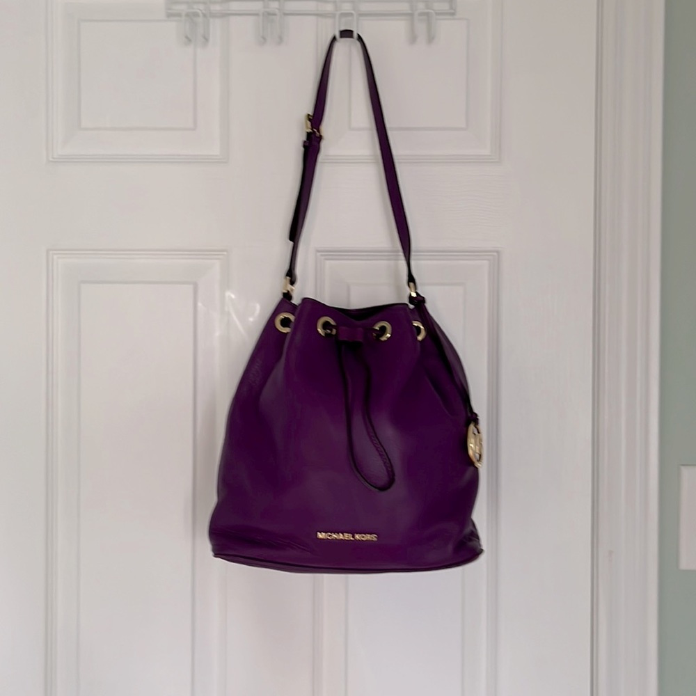 Purple Michael Kors bucket bag